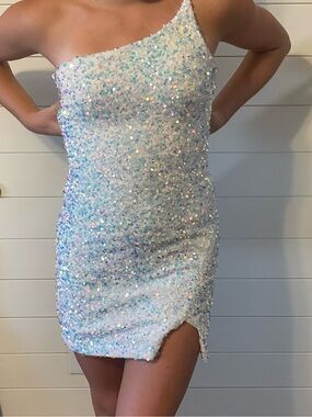 Windsor White One-Shoulder Sequin Mini Dress
